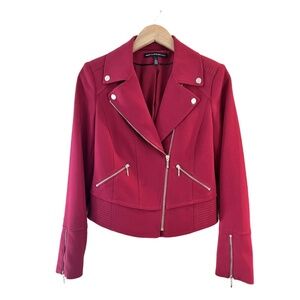 WHBM Cropped Burgundy jacket with gold tone detail size 4